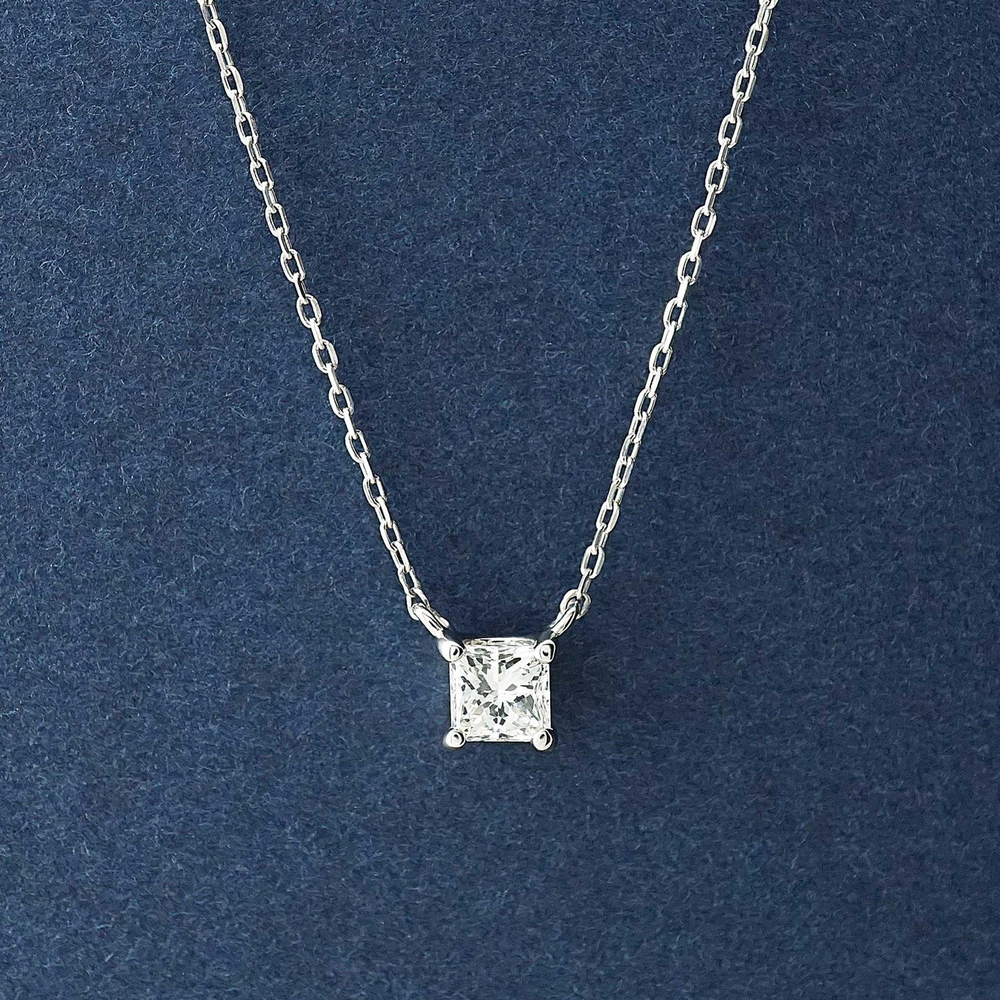 [Limited Quantity] Platinum Princess Cut Diamond Solitaire Necklace - Product Image