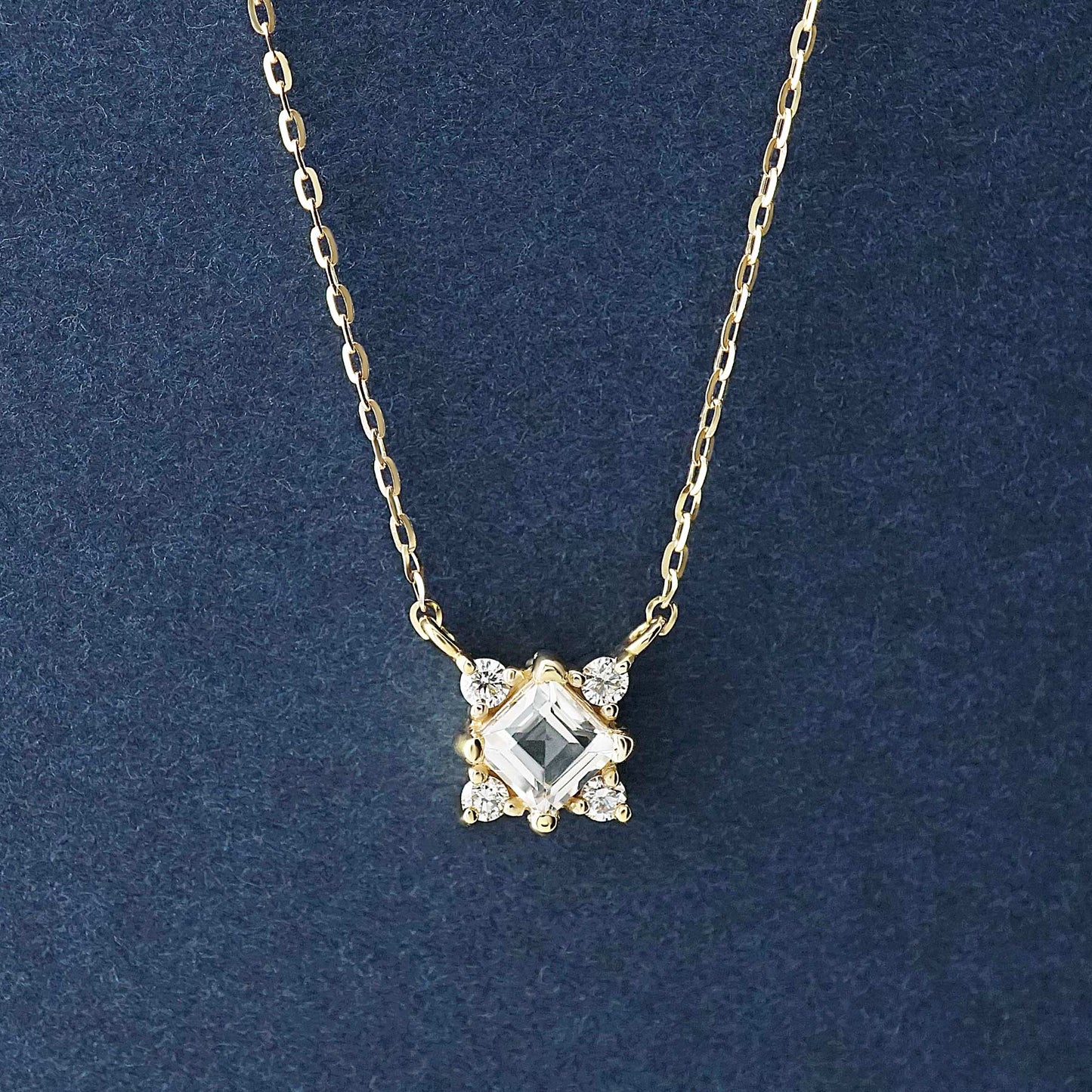 10K Diamond Square Necklace (Yellow Gold) - Product Image