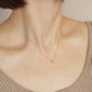 10K Diamond Square Necklace (Yellow Gold) - Model Image