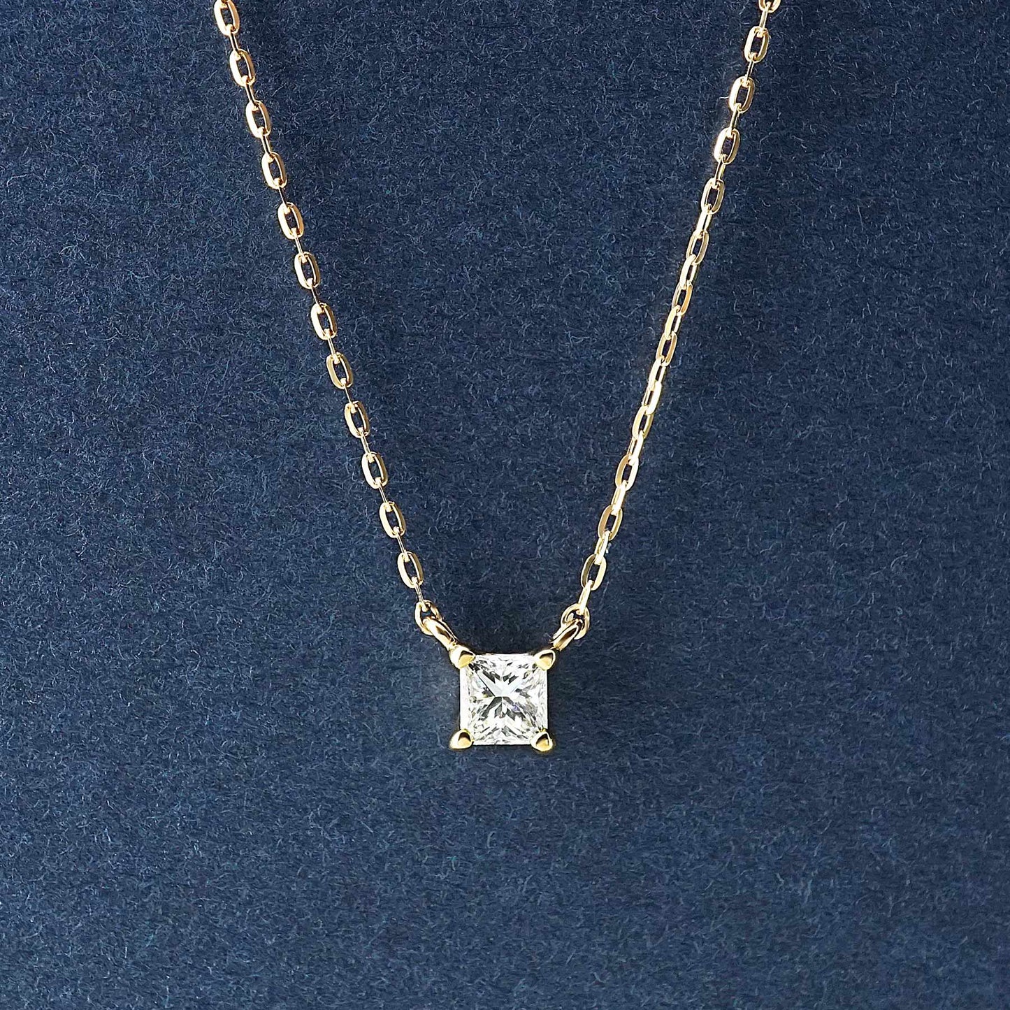 [Limited Quantity] 10K Princess Cut Diamond Solitaire Necklace (Yellow Gold) - Product Image