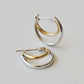 14K/10K Bicolor Double Hoop Earrings (White Gold / Yellow Gold) - Product Image