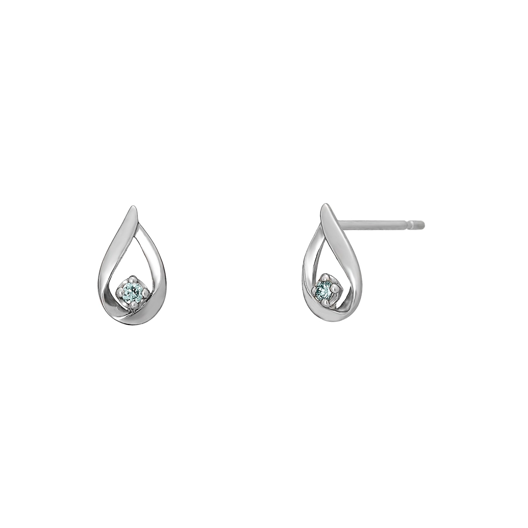 14K/10K White Gold Diamond Dew Drop Earrings - Product Image