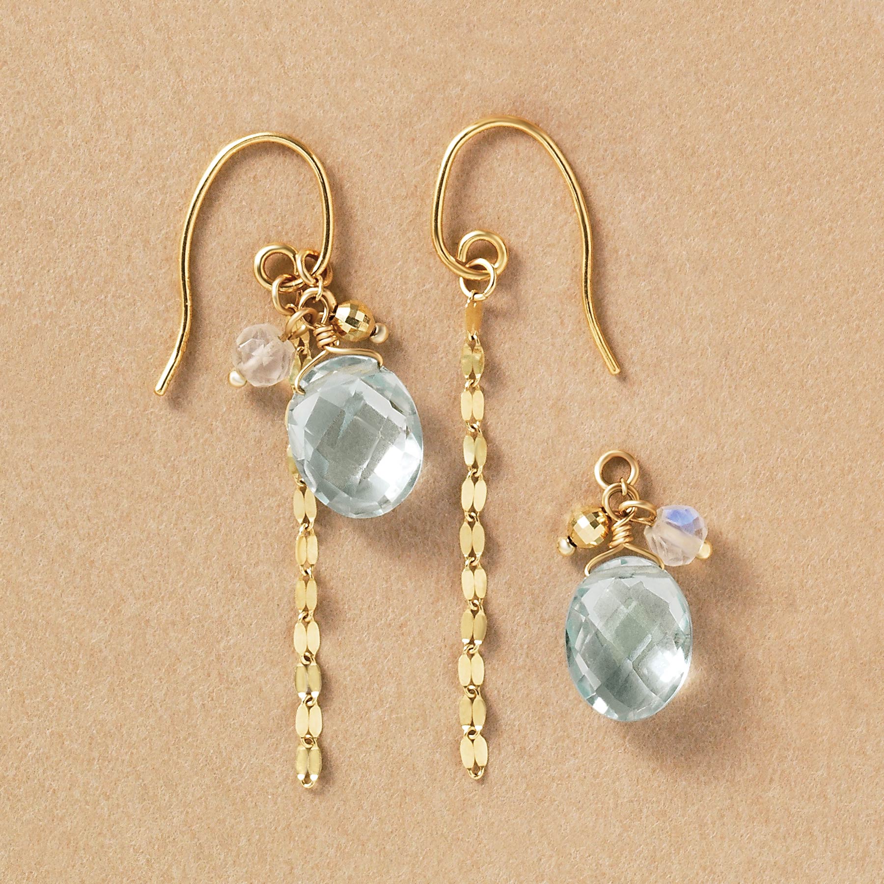 [Palette] 18K/10K Blue Topaz 2Way Charm Set Earrings [Ovalline] (Yellow Gold) - Product Image