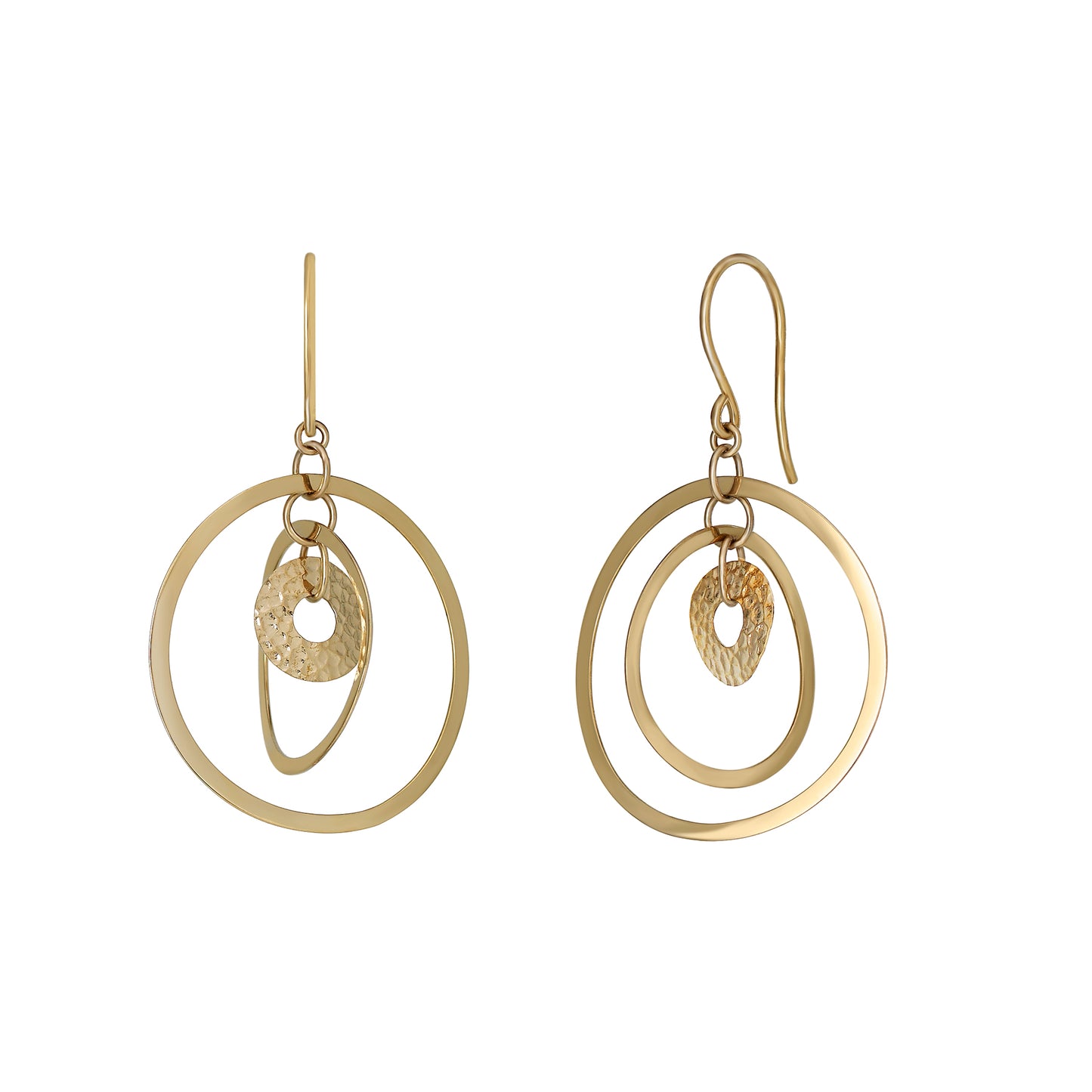 18K/10K 3-Circle Earrings (Yellow Gold) - Product Image