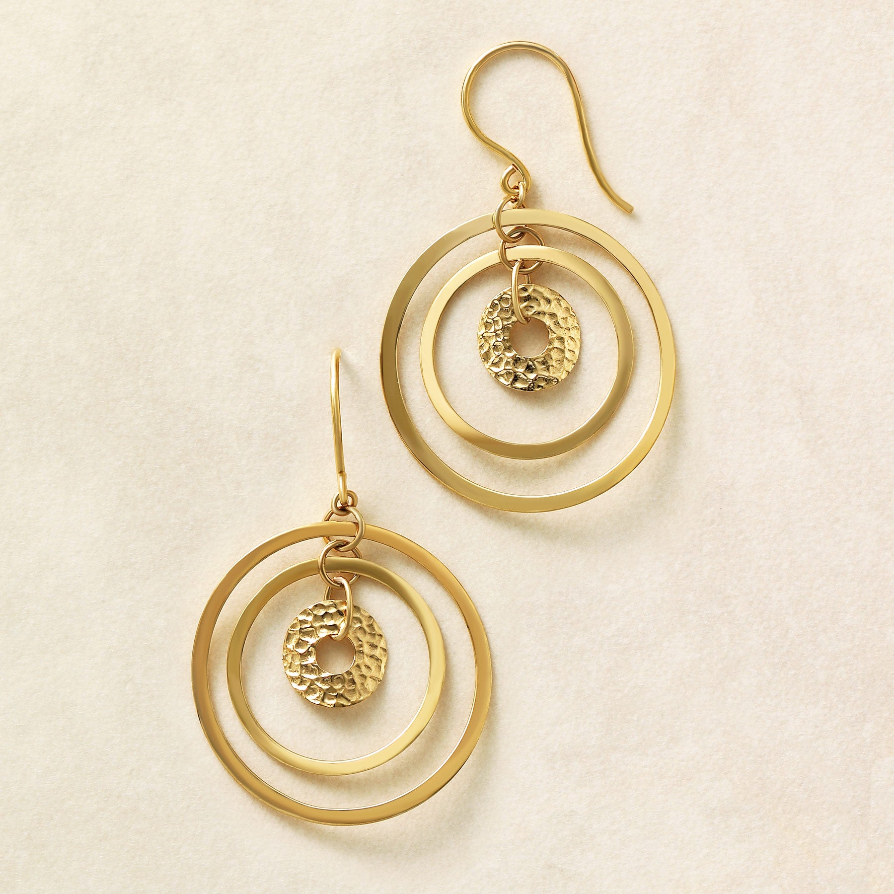 18K/10K 3-Circle Earrings (Yellow Gold) - Product Image