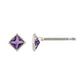 [Second Earrings] Platinum Amethyst Square Cut Earrings - Product Image