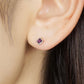 [Second Earrings] Platinum Amethyst Square Cut Earrings - Model Image