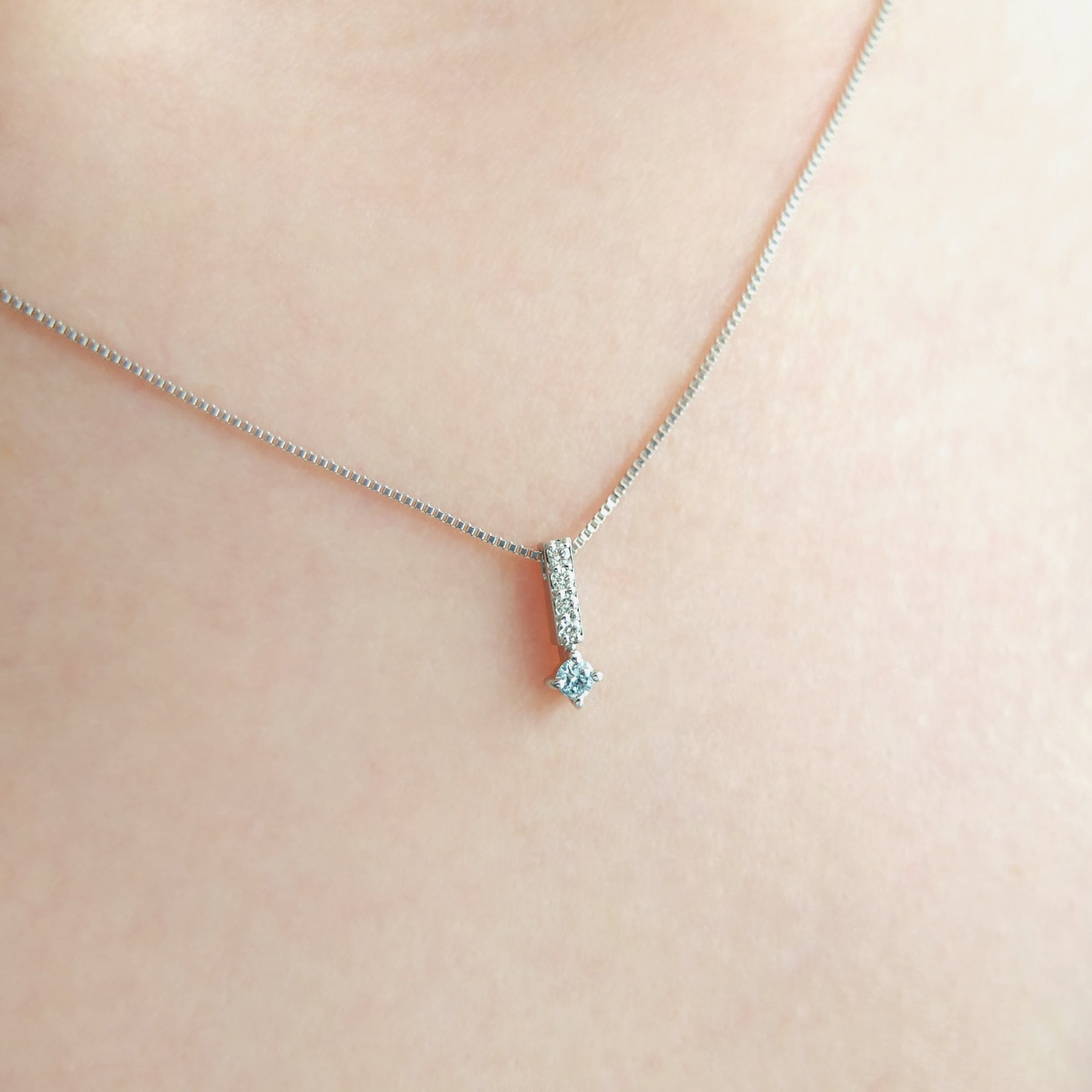 Platinum Diamond Solid Necklace - Model Image