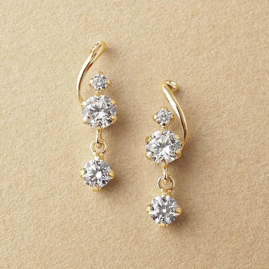 10K Twisted Line Swinging Earrings (Yellow Gold) - Product Image