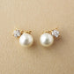 10K Shell Pearl Cubic Zirconia Meteor Earrings (Yellow Gold) - Product Image