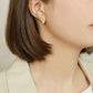 10K Shell Pearl Cubic Zirconia Meteor Earrings (Yellow Gold) - Model Image