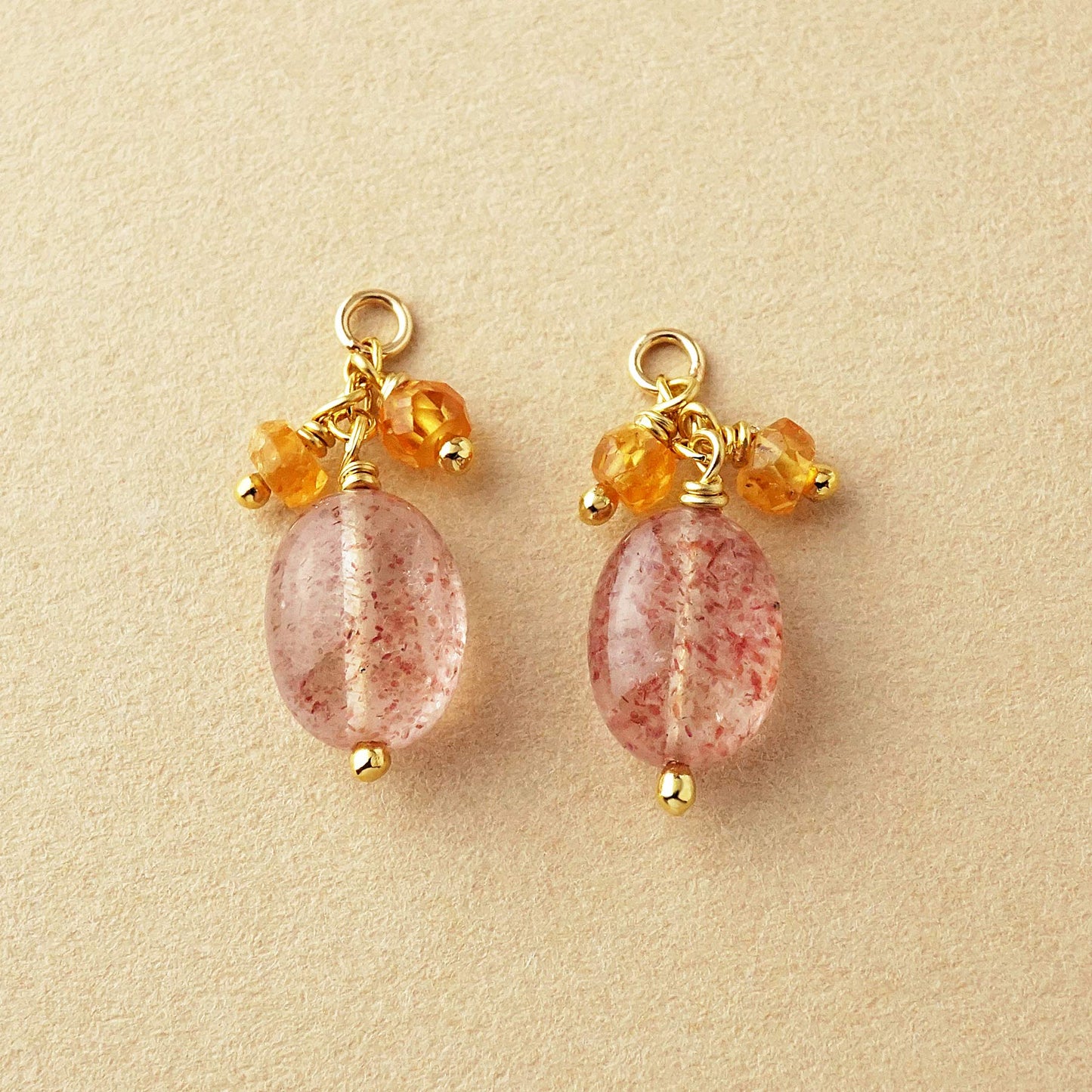 [Palette] Gold Filled Strawberry Quartz Charms - Product Image