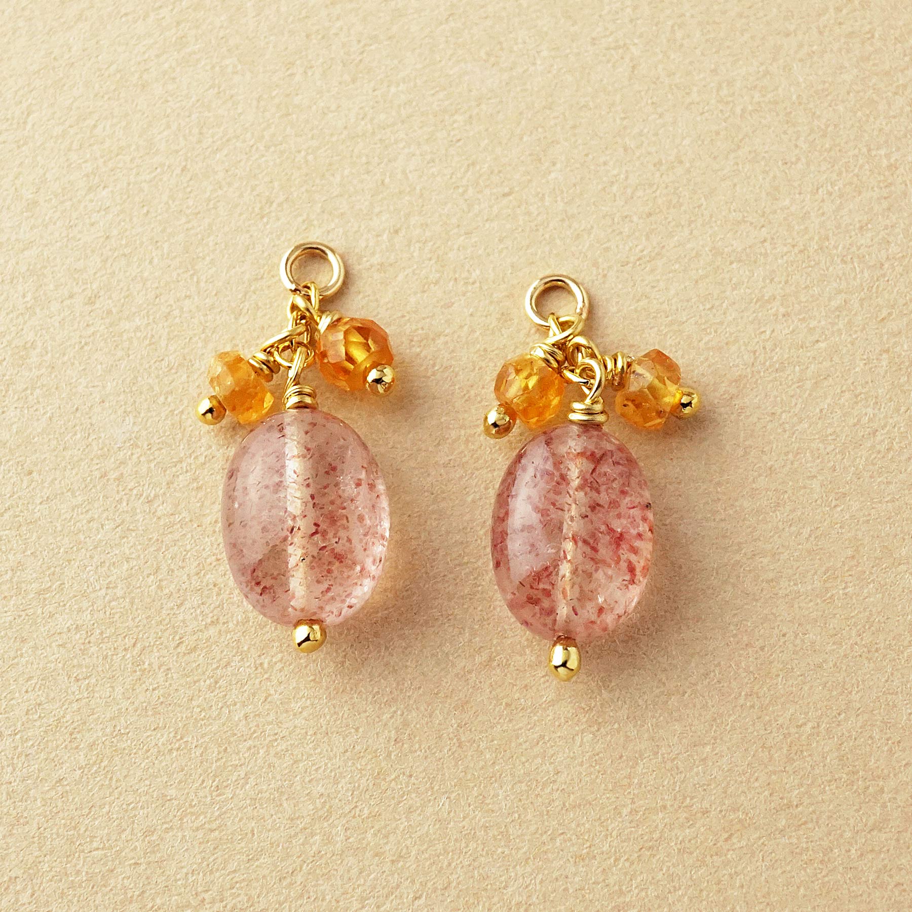 [Palette] Gold Filled Strawberry Quartz Charms - Product Image