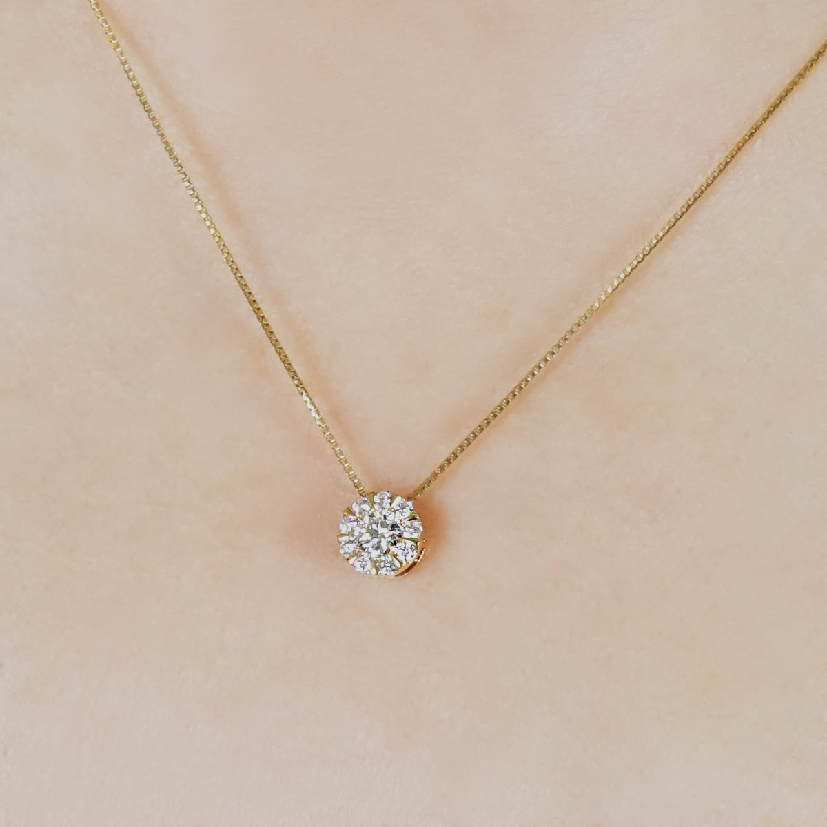 18K Diamond Necklace [EX Full Moon] (Yellow Gold) - Model Image