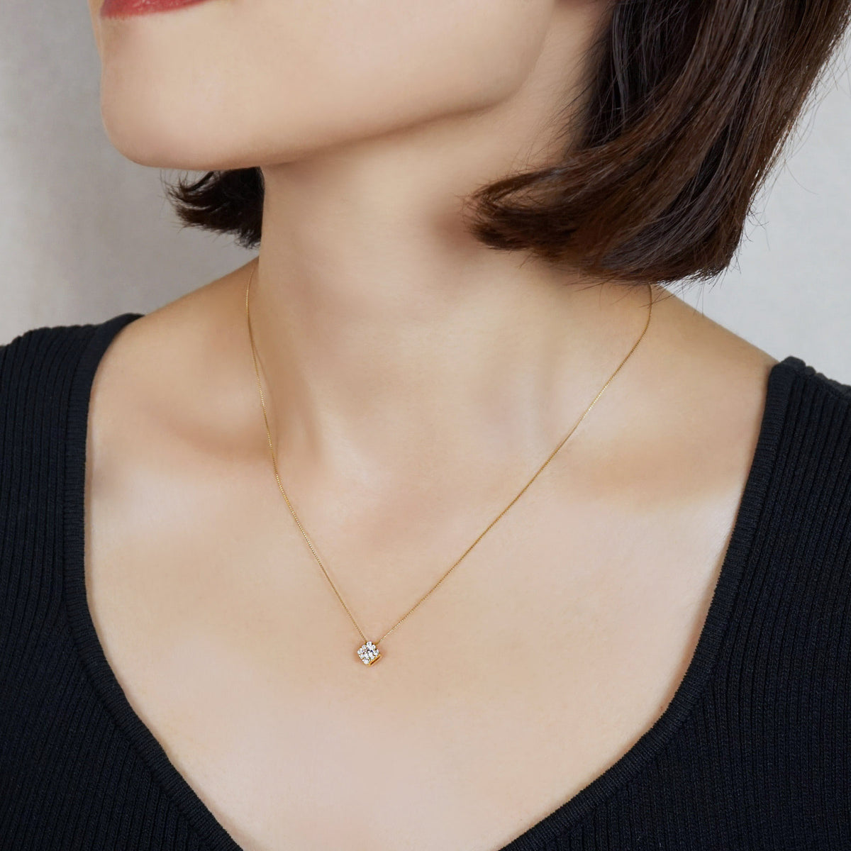 18K Diamond Necklace [EX Day Moon] (Yellow Gold) - Model Image