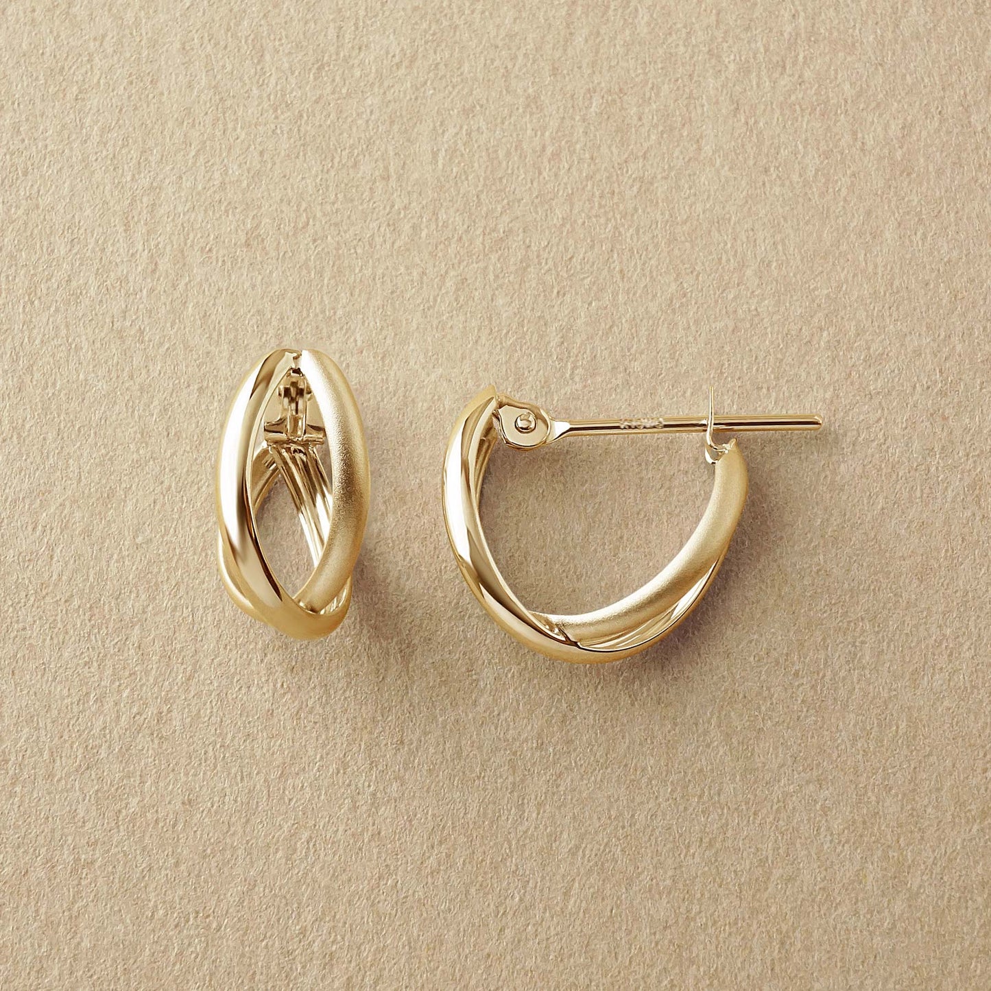 10K Crossover Hoop Earrings XS (Yellow Gold) - Product Image