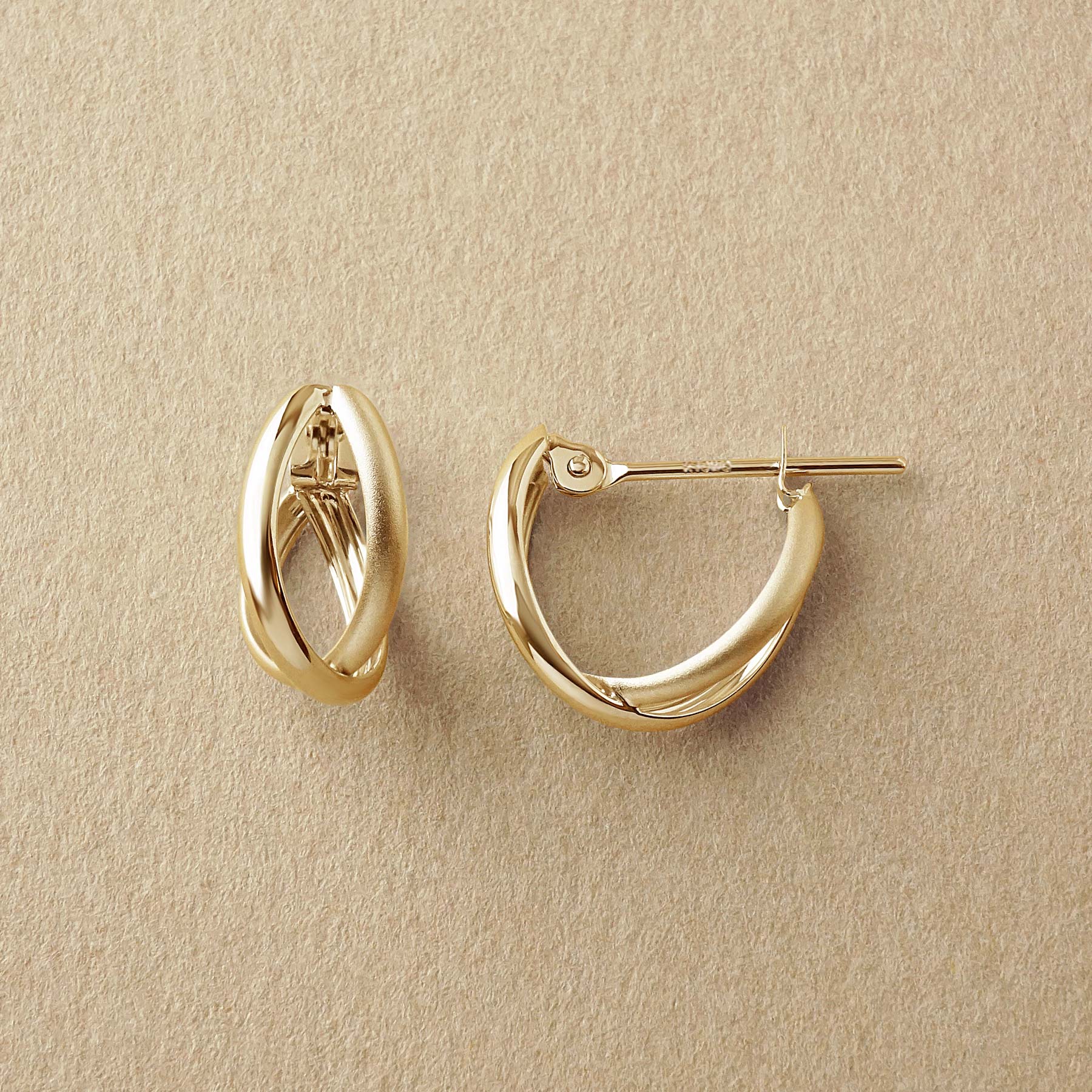 10K Crossover Hoop Earrings XS (Yellow Gold) - Product Image