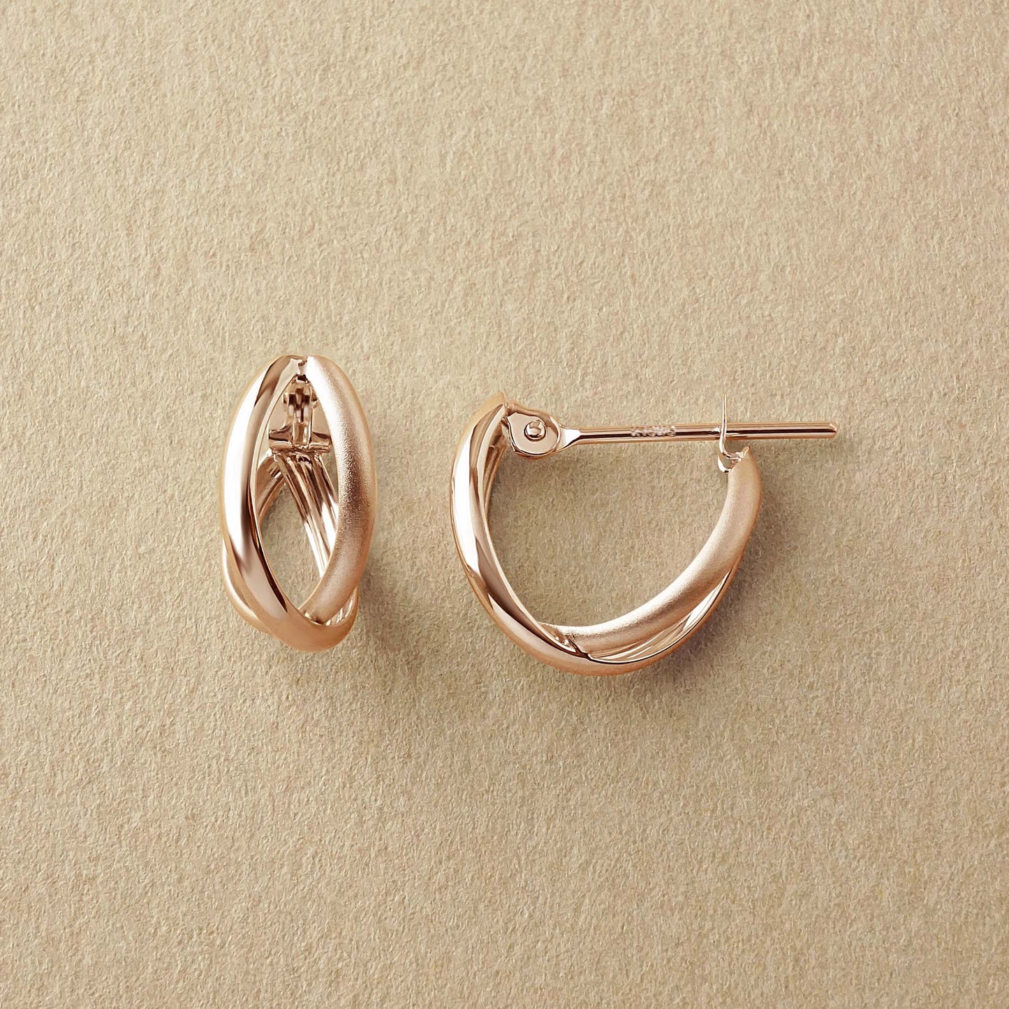 10K Crossover Hoop Earrings XS (Rose Gold) - Product Image