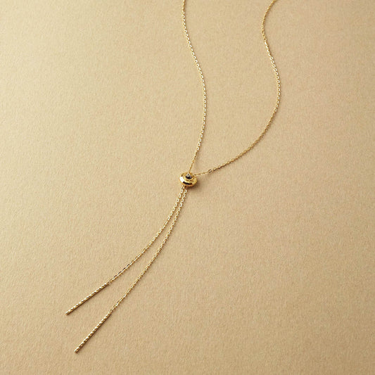 18K/10K Mirror Ball Long Lariat Necklace (Yellow Gold) - Product Image