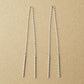 10K Diamond-Cut Bar Threader Earrings (White Gold) - Product Image