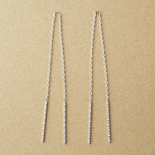 10K Diamond-Cut Bar Threader Earrings (White Gold) - Product Image