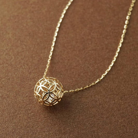 [Pannier] 10K Flower Basket Necklace (Yellow Gold) - Product Image