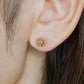 [Pannier] 10K Flower Basket Stud Earrings (Yellow Gold) - Model Image