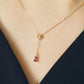 [Limited Quantity] 10K Diamond Windsor Sapphire 2Way Adjustable Necklace (Yellow Gold) - Model Image