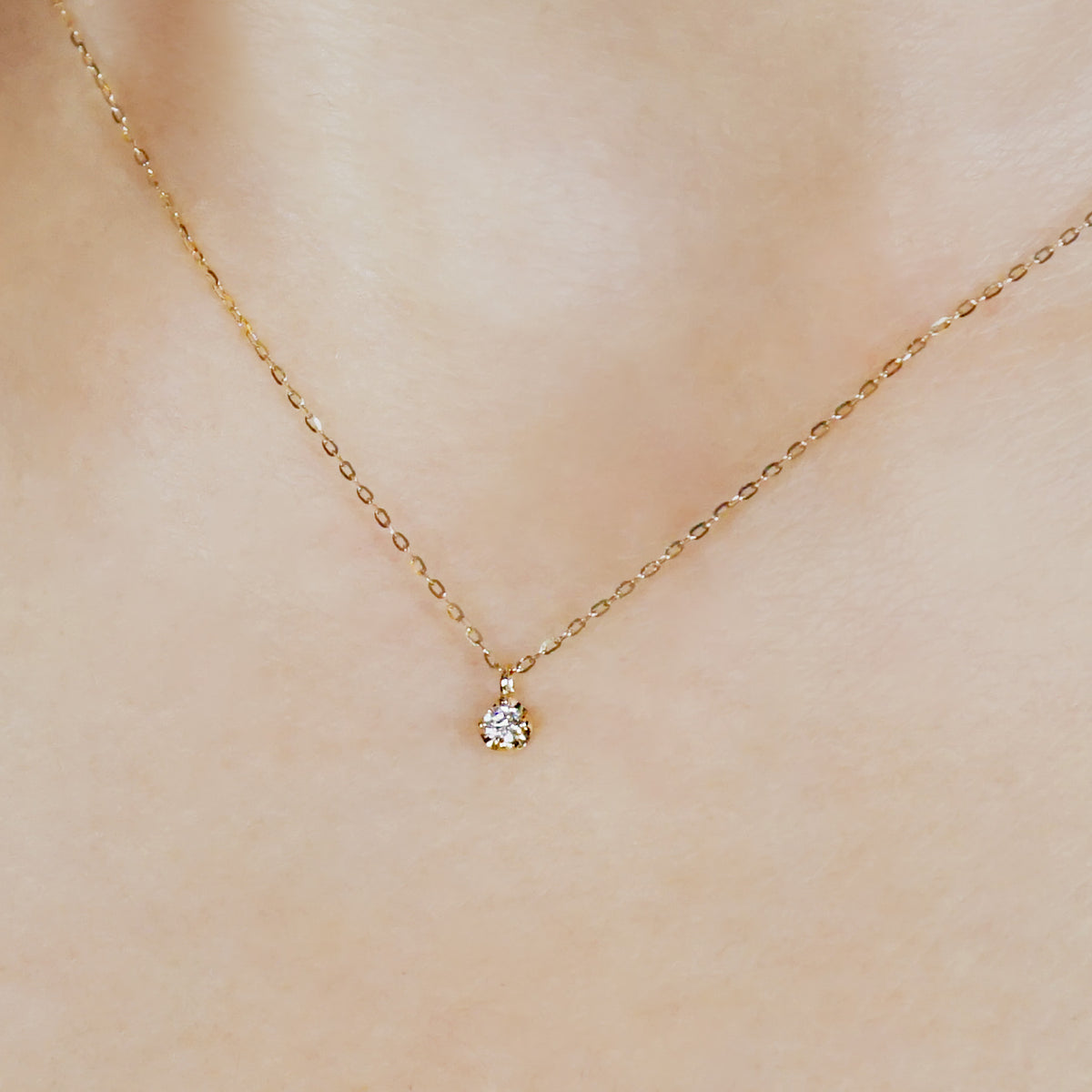 10K Diamond Limited Edition Solitaire Necklace (Yellow Gold) - Model Image