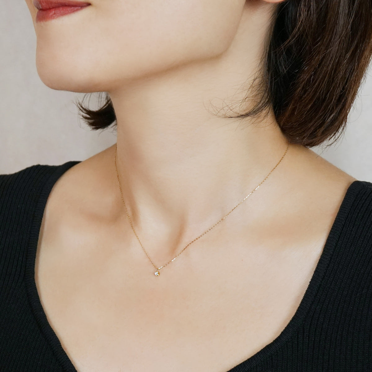 10K Diamond Limited Edition Solitaire Necklace (Yellow Gold) - Model Image