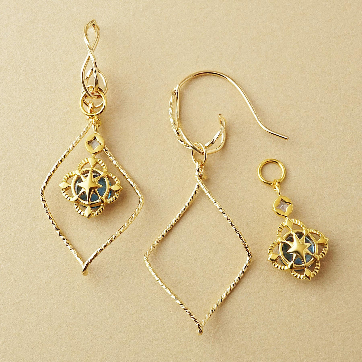 [Palette] Gold Filled / 925 Sterling Silver London Blue Topaz Earring Charm Set [On Stage] (Large Link) - Product Image