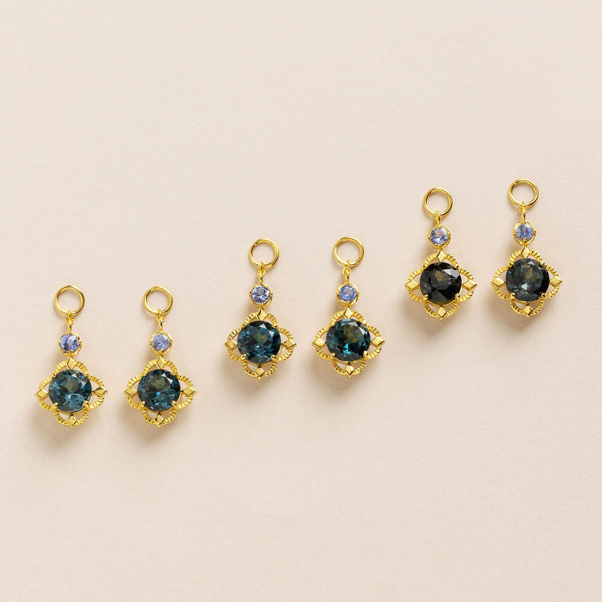 [Palette] Gold Filled / 925 Sterling Silver London Blue Topaz Earring Charm Set [On Stage] (Large Link)
