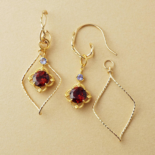 [Palette] Gold Filled / 925 Sterling Silver Garnet Earring Charm Set [On Stage] (Large Link) - Product Image
