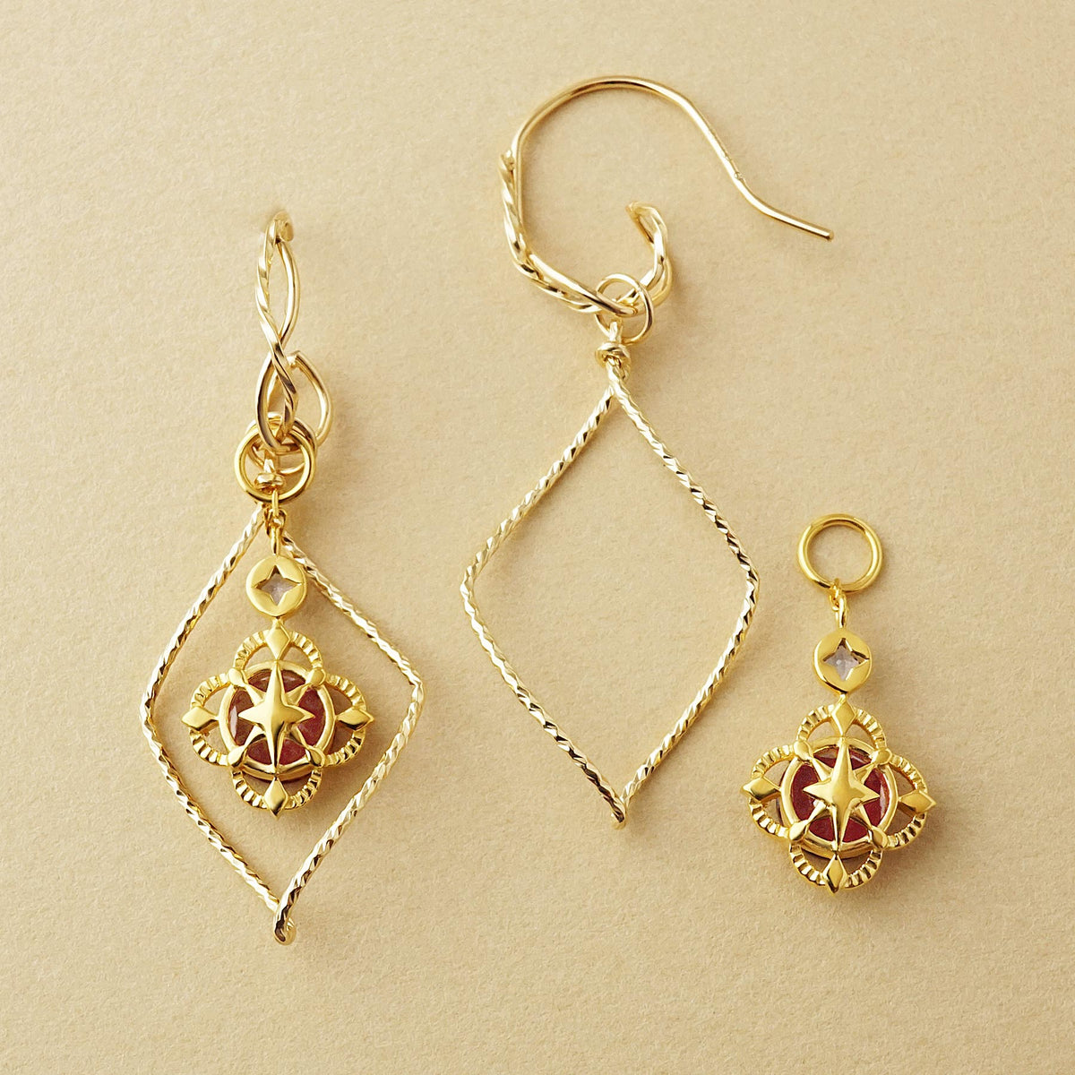 [Palette] Gold Filled / 925 Sterling Silver Garnet Earring Charm Set [On Stage] (Large Link) - Product Image