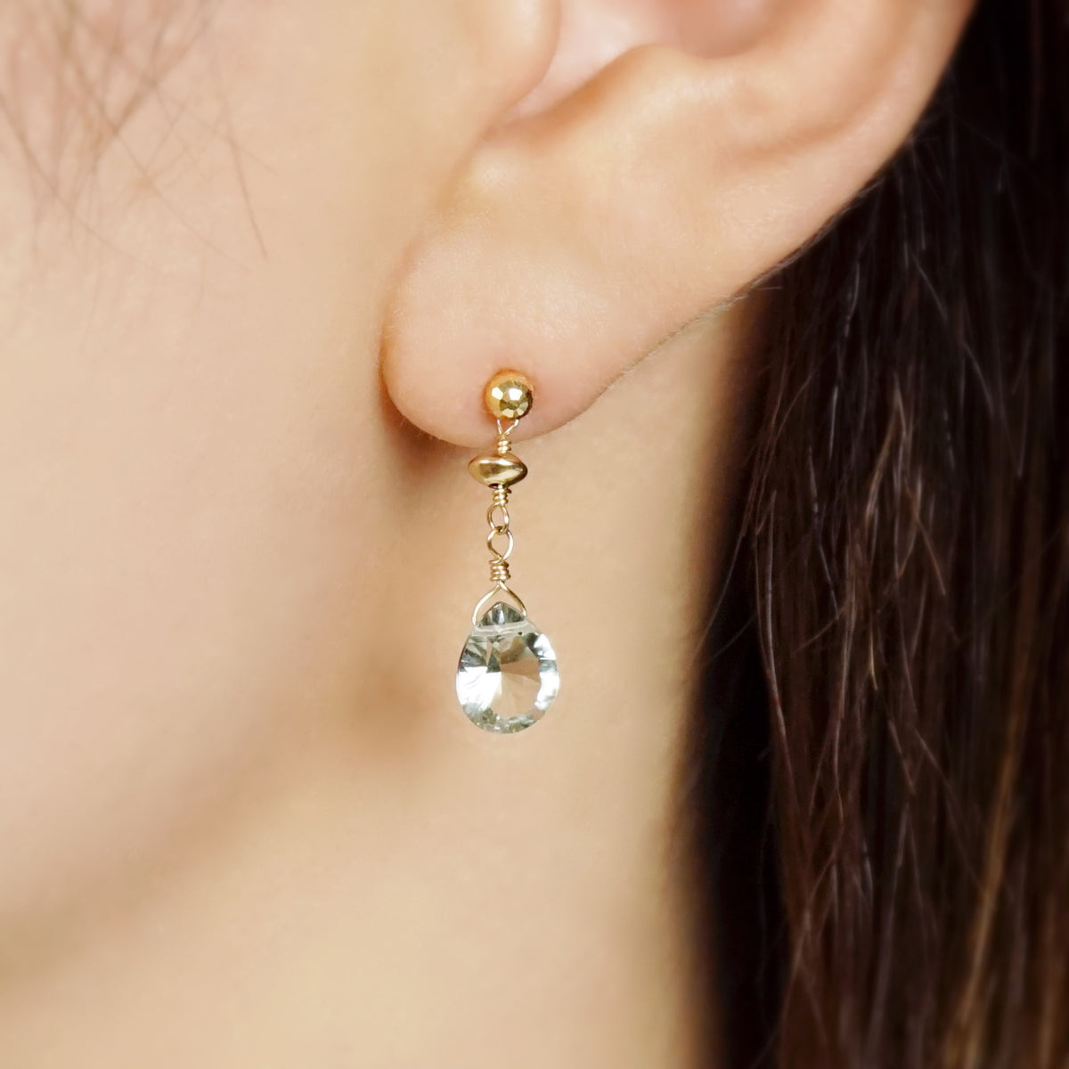 [Palette] Gold Filled Green Quartz Charm Set [Dress Up] - Model Image
