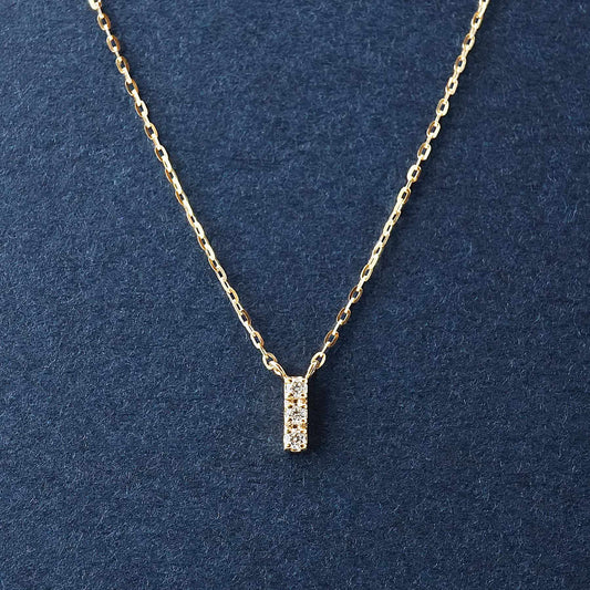 10K Diamond Trilogy Bar Necklace (Yellow Gold) - Product Image