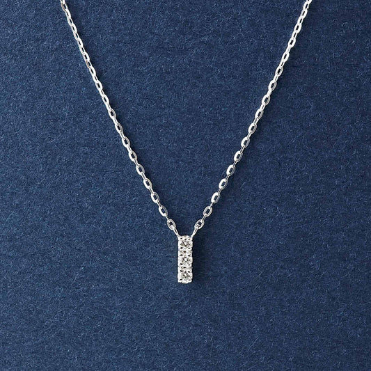 10K Diamond Trilogy Bar Necklace (White Gold) - Product Image