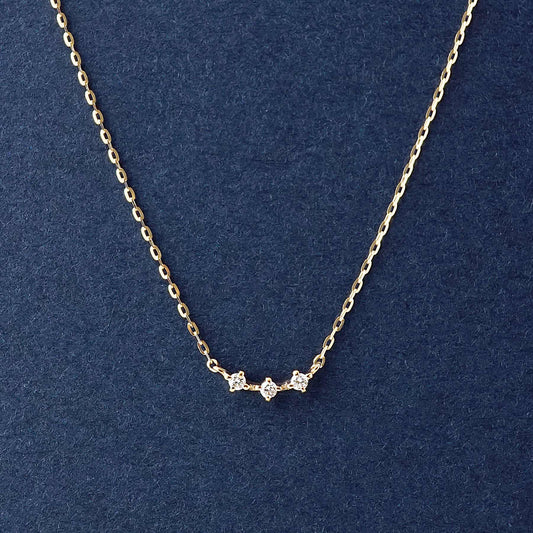 10K Three-Diamond Sparkle Necklace (Yellow Gold) - Product Image