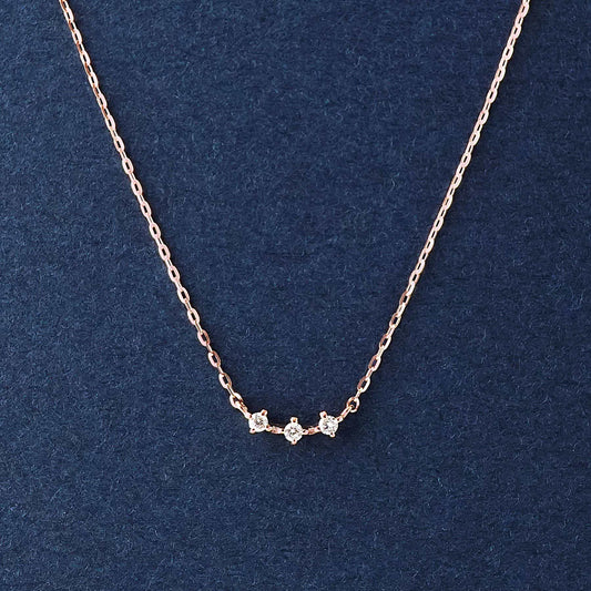 10K Three-Diamond Sparkle Necklace (Rose Gold) - Product Image