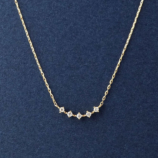 10K Five-Diamond Sparkle Necklace (Yellow Gold) - Product Image