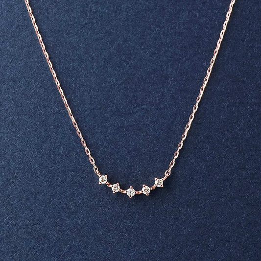 10K Five-Diamond Sparkle Necklace (Rose Gold) - Product Image