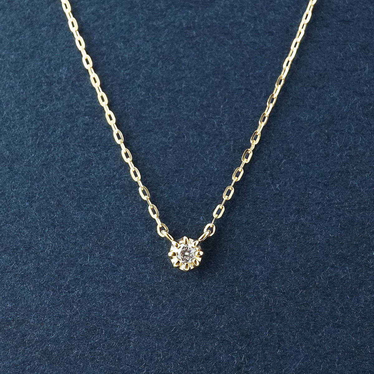 10K Diamond Petit Solitaire Necklace (Yellow Gold) - Product Image