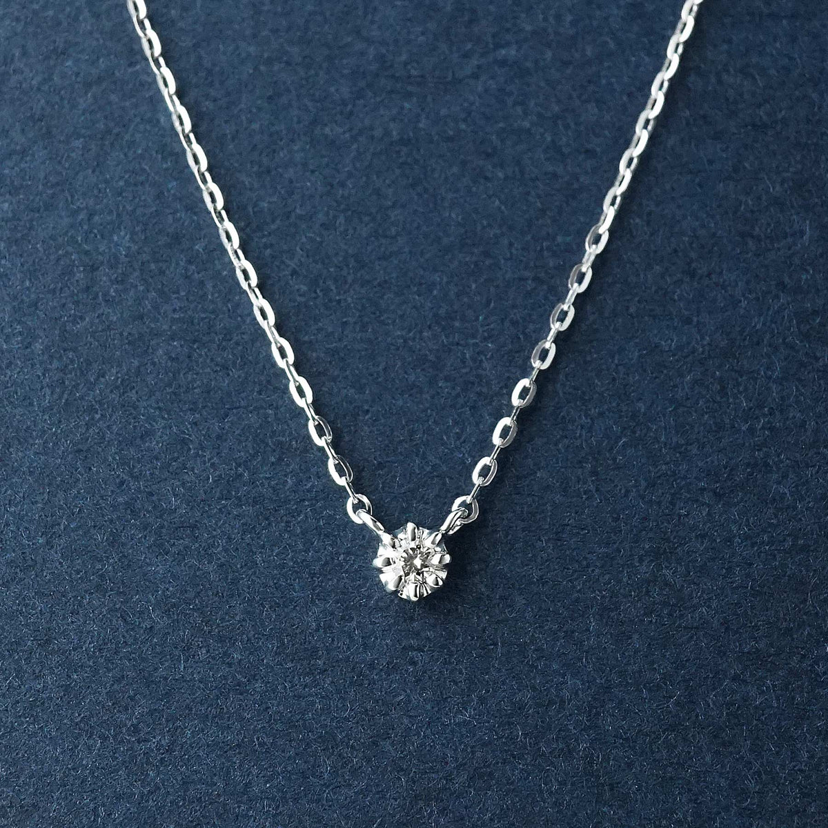 10K Diamond Petit Solitaire Necklace (White Gold) - Product Image