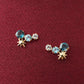 [Debut] 10K Blue Topaz Earrings [Curtain Up] (Yellow Gold) - Product Image