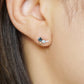 [Debut] 10K Blue Topaz Earrings [Curtain Up] (Yellow Gold) - Model Image