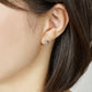 [Debut] 10K Blue Topaz Earrings [Curtain Up] (Yellow Gold) - Model Image