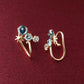 [Debut] 10K Blue Topaz Clip-On Earrings [Curtain Up] (Yellow Gold) - Product Image