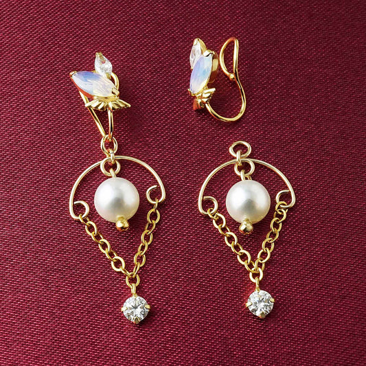 [Debut] Gold Filled / 925 Sterling Silver / 10K Pearl Clip-On Earrings [Door Knocker] - Product Image