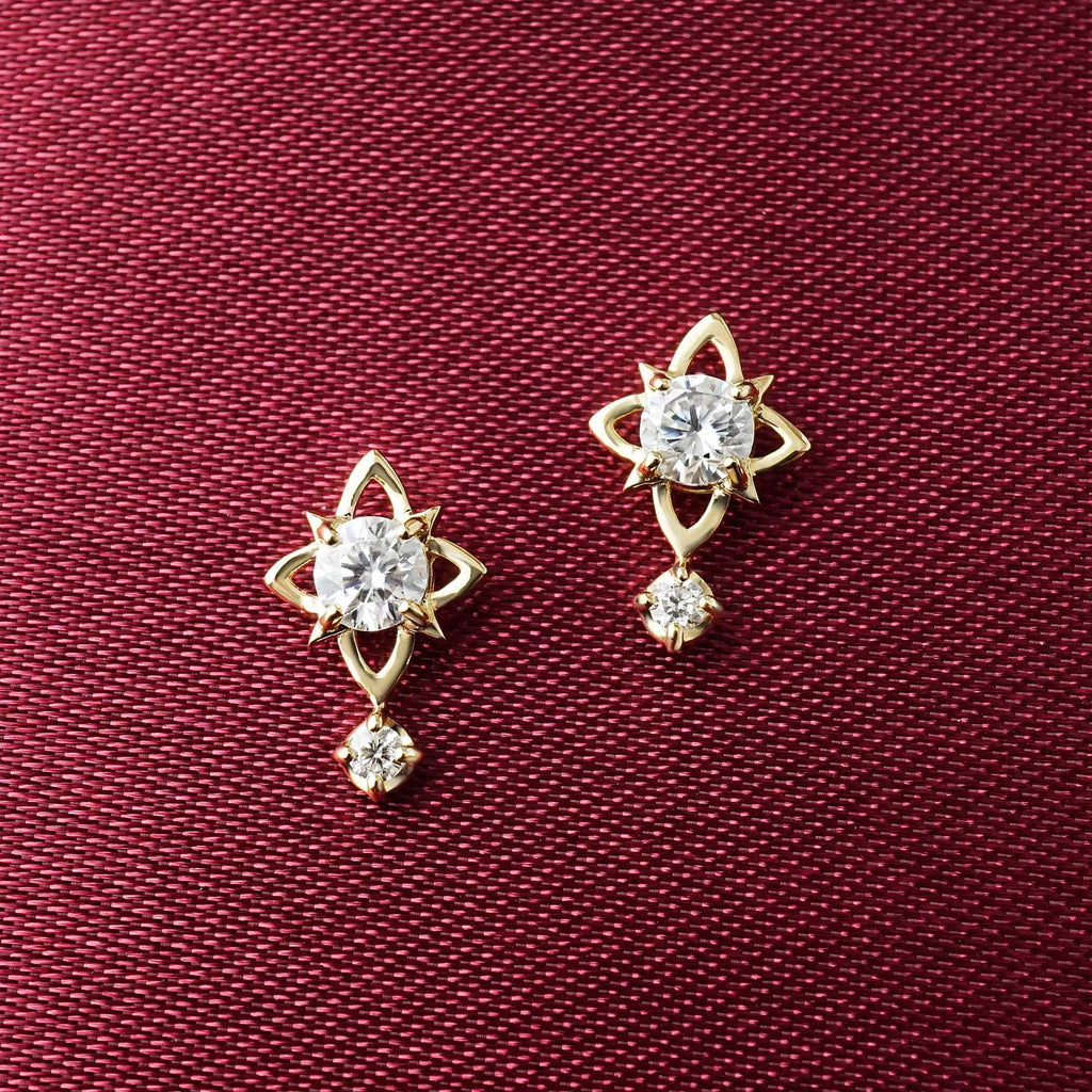 [Debut] 10K Moissanite Earrings [Spotlight] (Yellow Gold) - Product Image