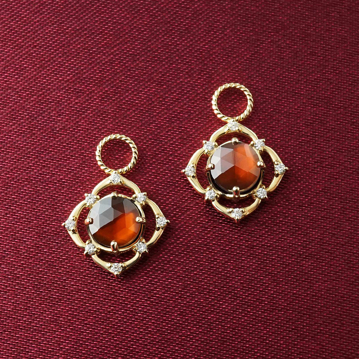 [Debut] 10K Triplet Stone Charms [Splendor] (Large Link) (Yellow Gold) - Product Image
